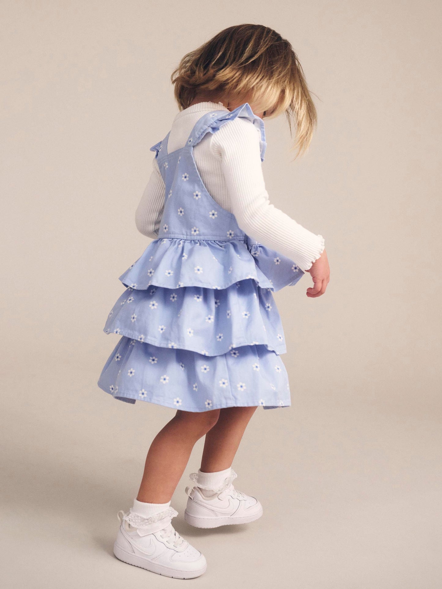 Huxbaby Ditsy Floral Tiered Overall Dress | Chambray