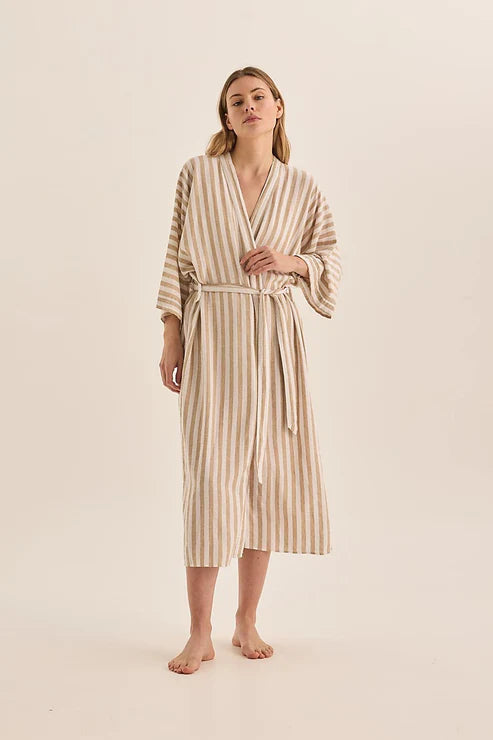 Sunny Natural Stripe Linen Robe