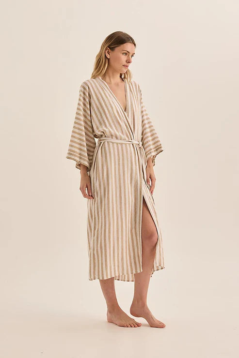 Sunny Natural Stripe Linen Robe