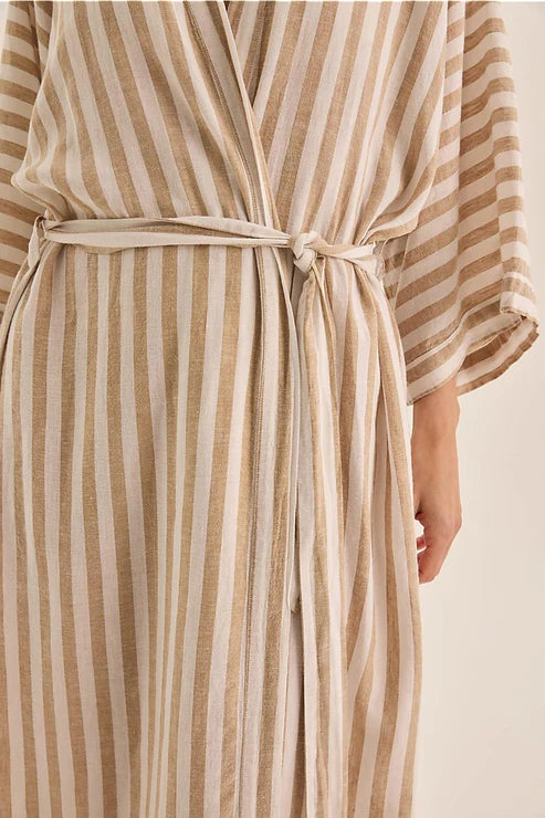 Sunny Natural Stripe Linen Robe