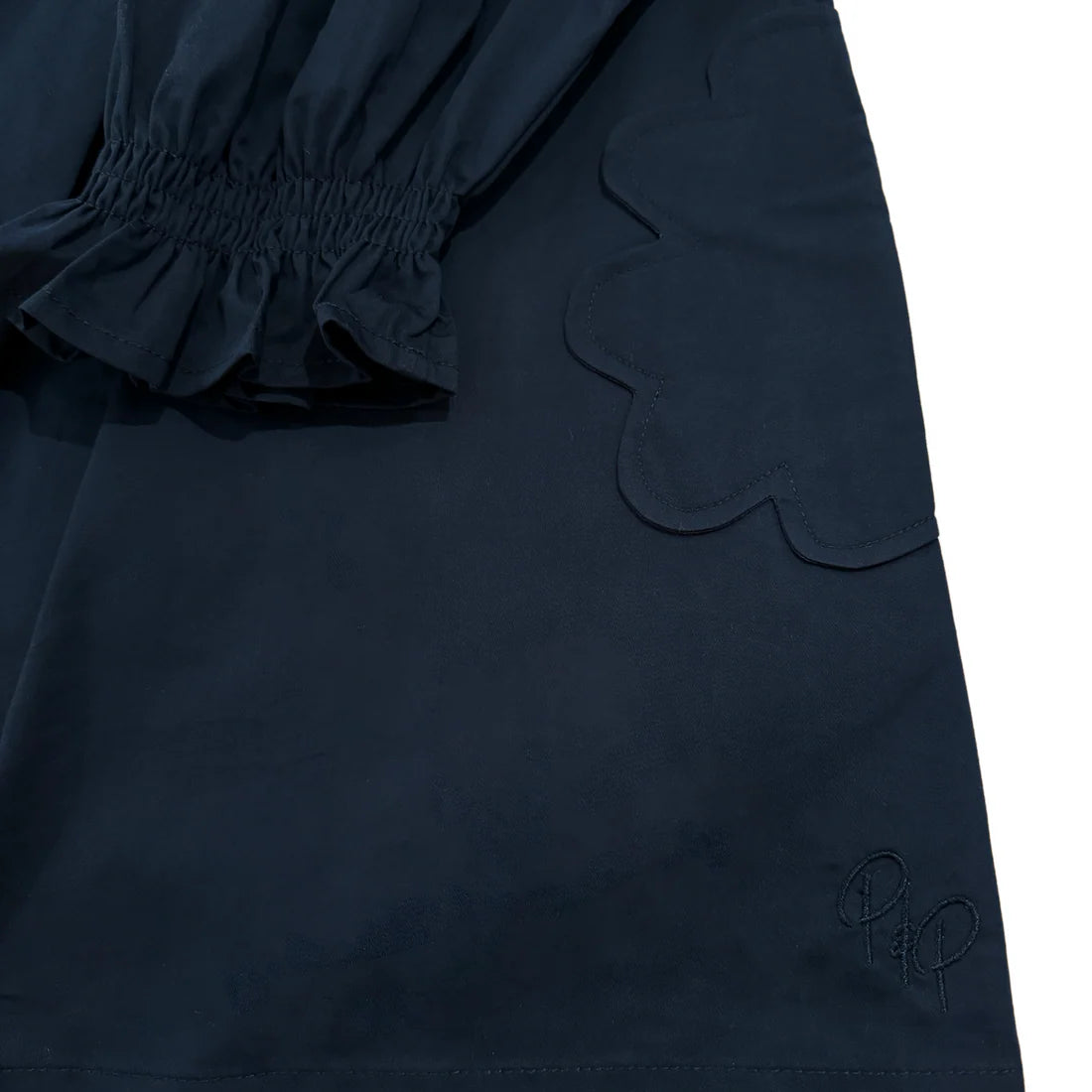 Scallop Detail Smock Dress - Navy Blue