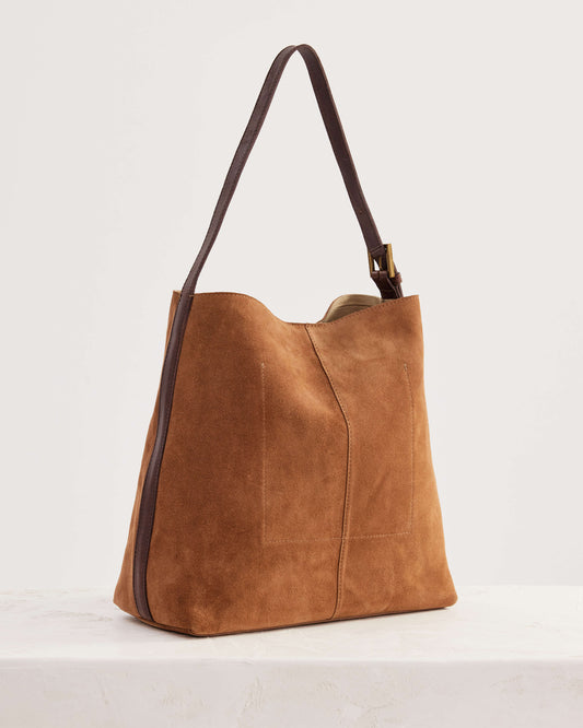Juju & Co. Suede Cabas Shoulder Bag - Camel