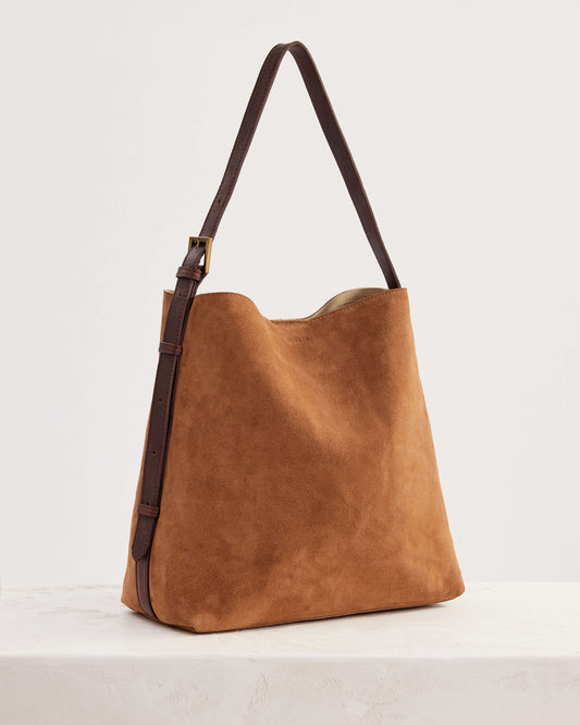 Juju & Co. Suede Cabas Shoulder Bag - Camel