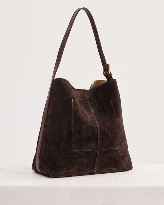 Juju & Co. Suede Cabas Shoulder Bag - Chocolate