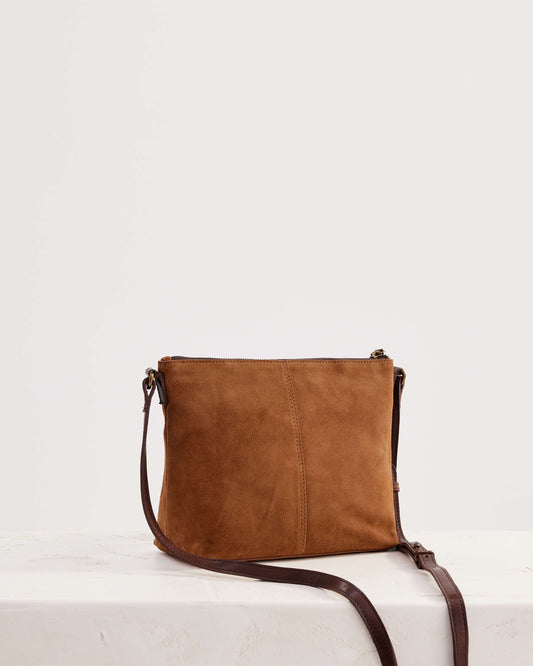 Juju & Co. Suede Essential Crossbody Bag - Camel