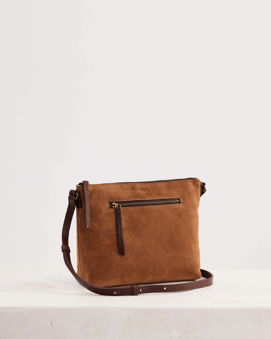 Juju & Co. Suede Essential Crossbody Bag - Camel