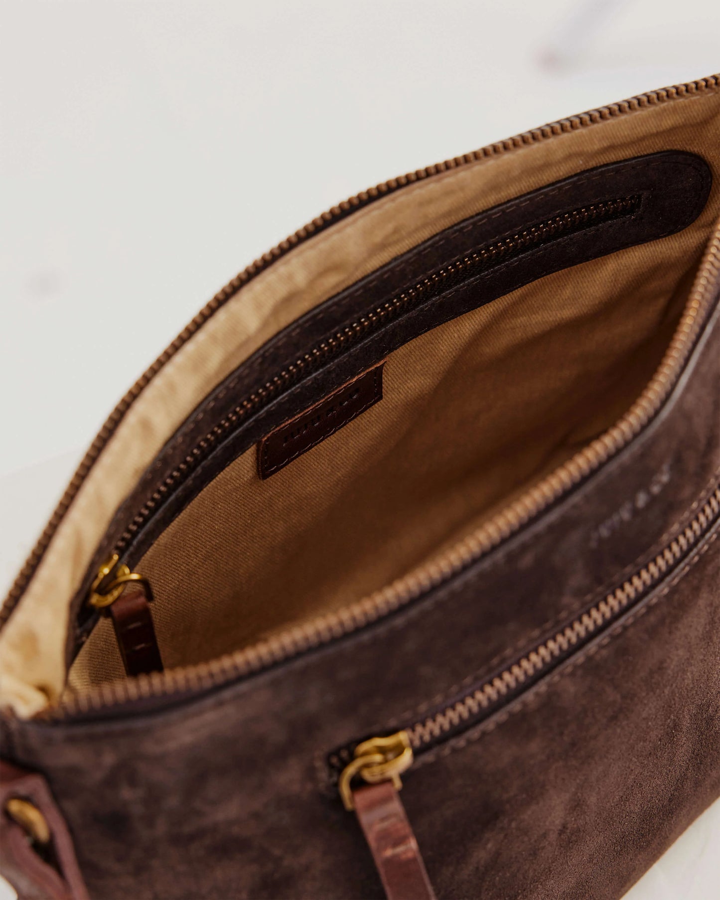 Juju & Co. Suede Essential Crossbody Bag - Chocolate