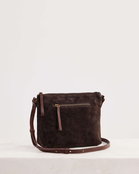 Juju & Co. Suede Essential Crossbody Bag - Chocolate