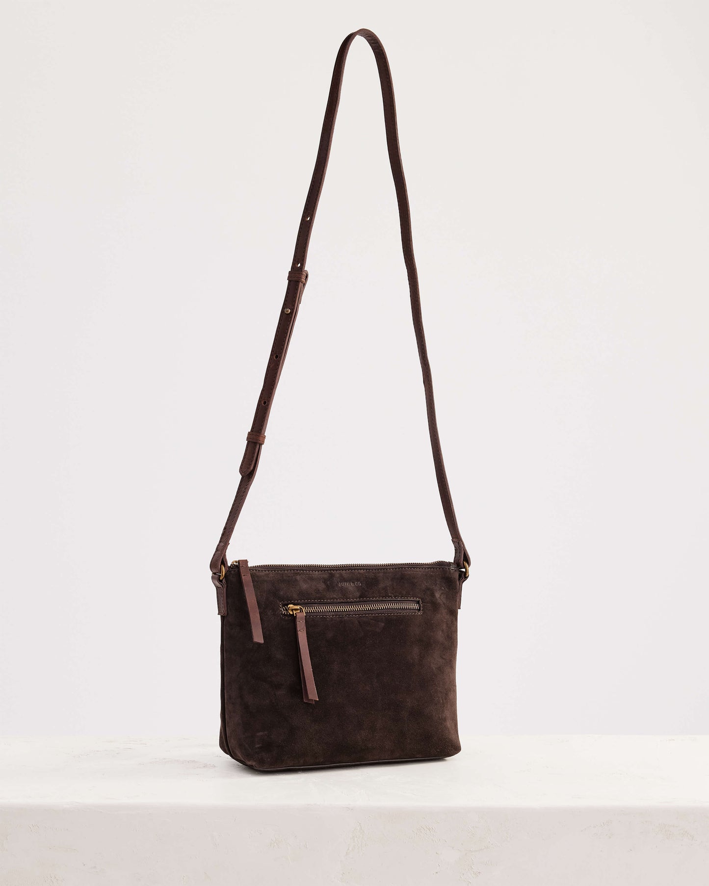 Juju & Co. Suede Essential Crossbody Bag - Chocolate