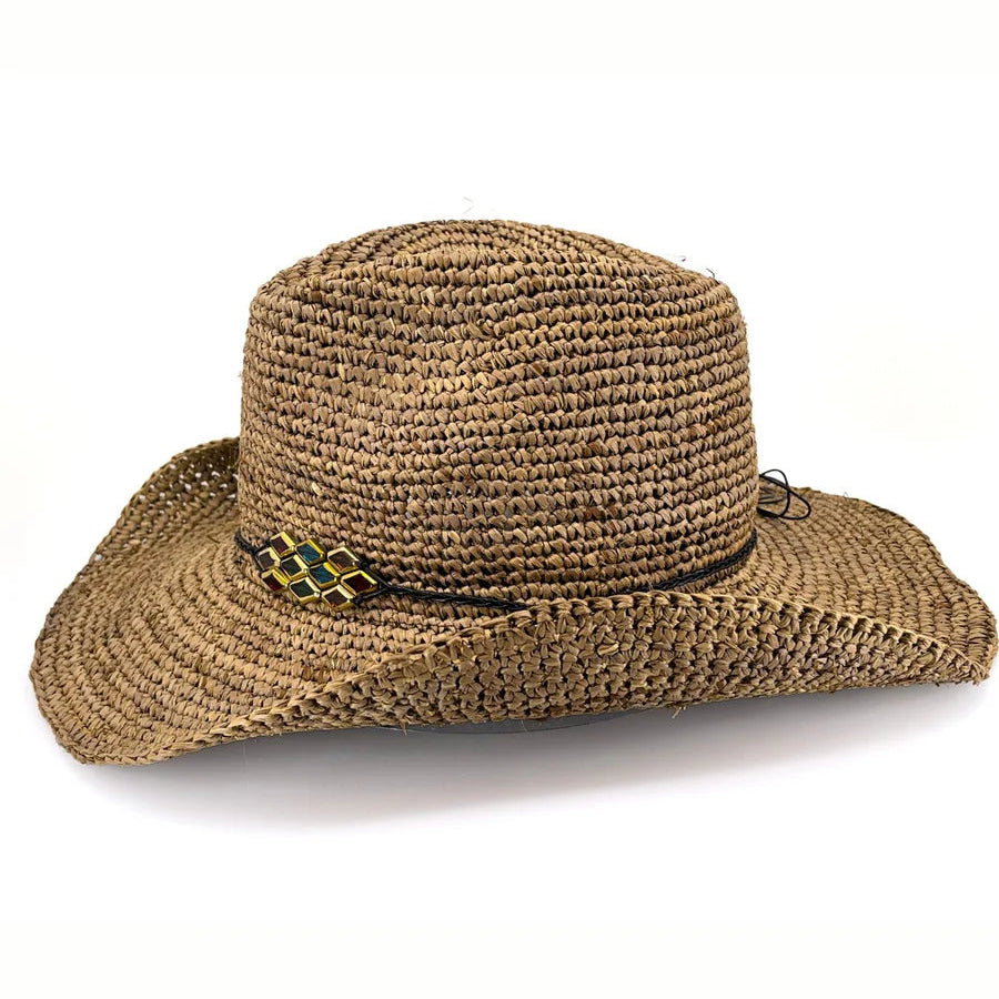 Kayce Raffia Cowboy - Chocolate