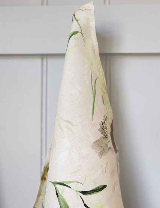 Peony Study 100% Linen Tea Towel
