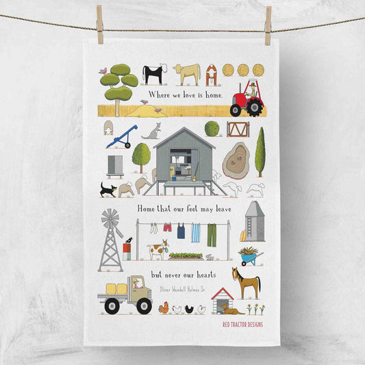 Where We Love Is Home Tea Towel