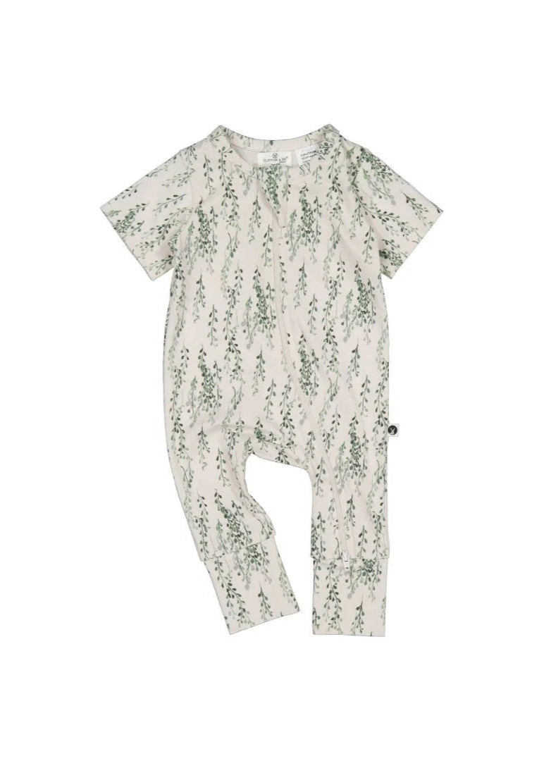 Burrow & Be Short Sleeve Zip Suit - String of Pearls