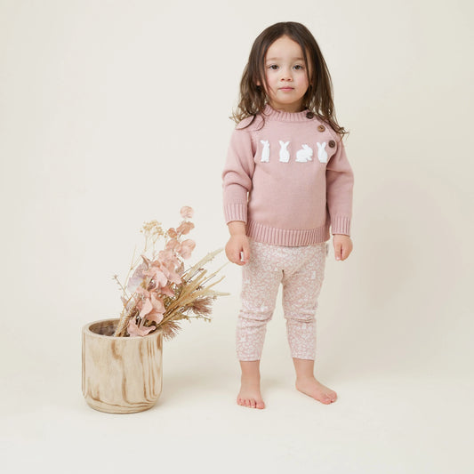 Aster & Oak Rose Bunny Knit Jumper