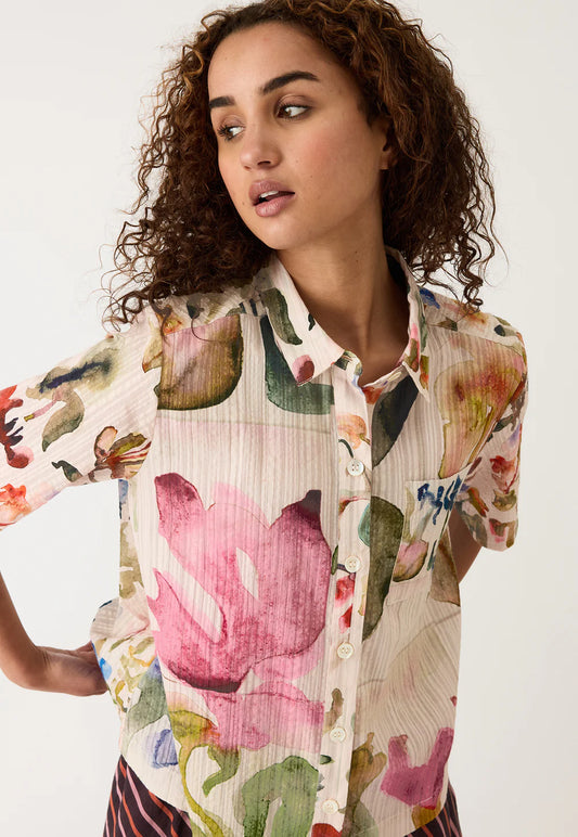 Nancybird Summer Shirt - Watercolour Collage