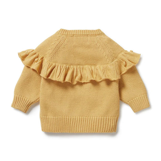 Wilson & Frenchy Knitted Ruffle Cardigan | Dijon