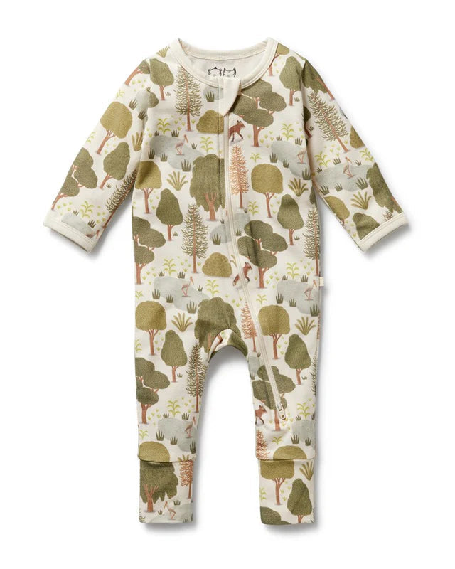 Wilson & Frenchy Little Trees Organic Zipsuit with Feet