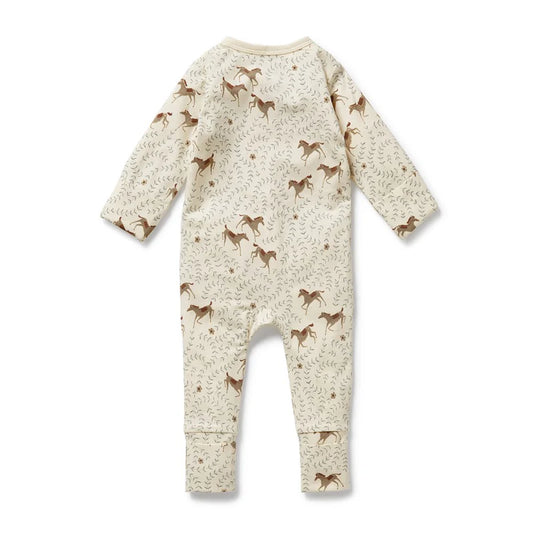Wilson & Frenchy Trixie Horse Organic Zipsuit with Feet