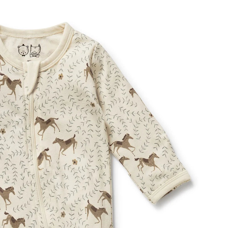 Wilson & Frenchy Trixie Horse Organic Zipsuit with Feet