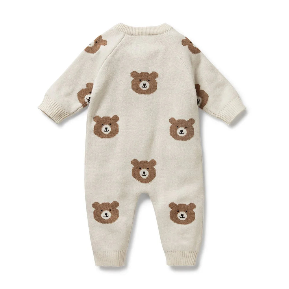 Wilson & Frenchy Beary Cute Organic Knitted Jacquard Growsuit