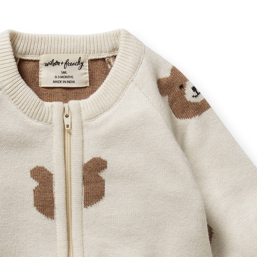 Wilson & Frenchy Beary Cute Organic Knitted Jacquard Growsuit
