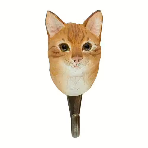 Hand-Carved House Cat Hook