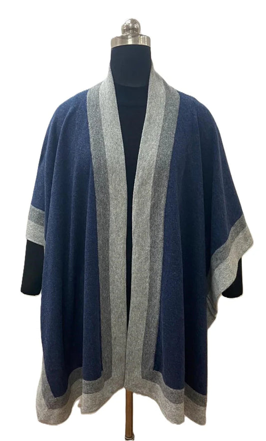 Lambswool Wrap Cape | Denim