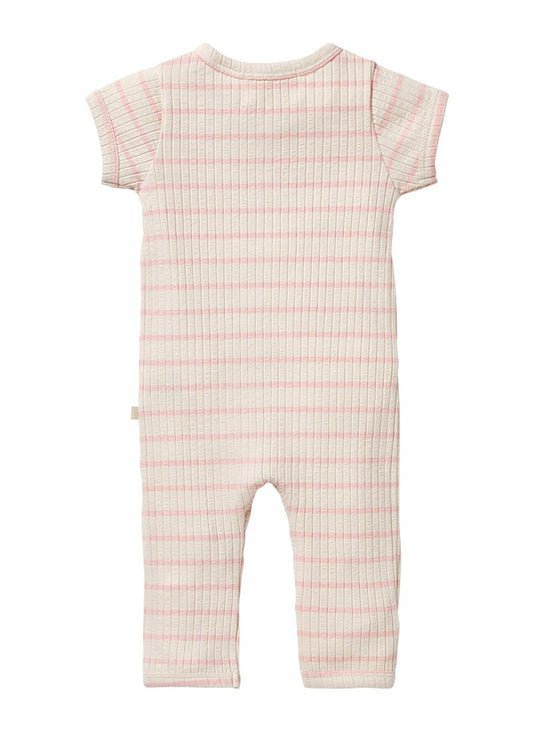 Wilson & Frenchy Stripe Rib Zipsuit - Pink Lemonade