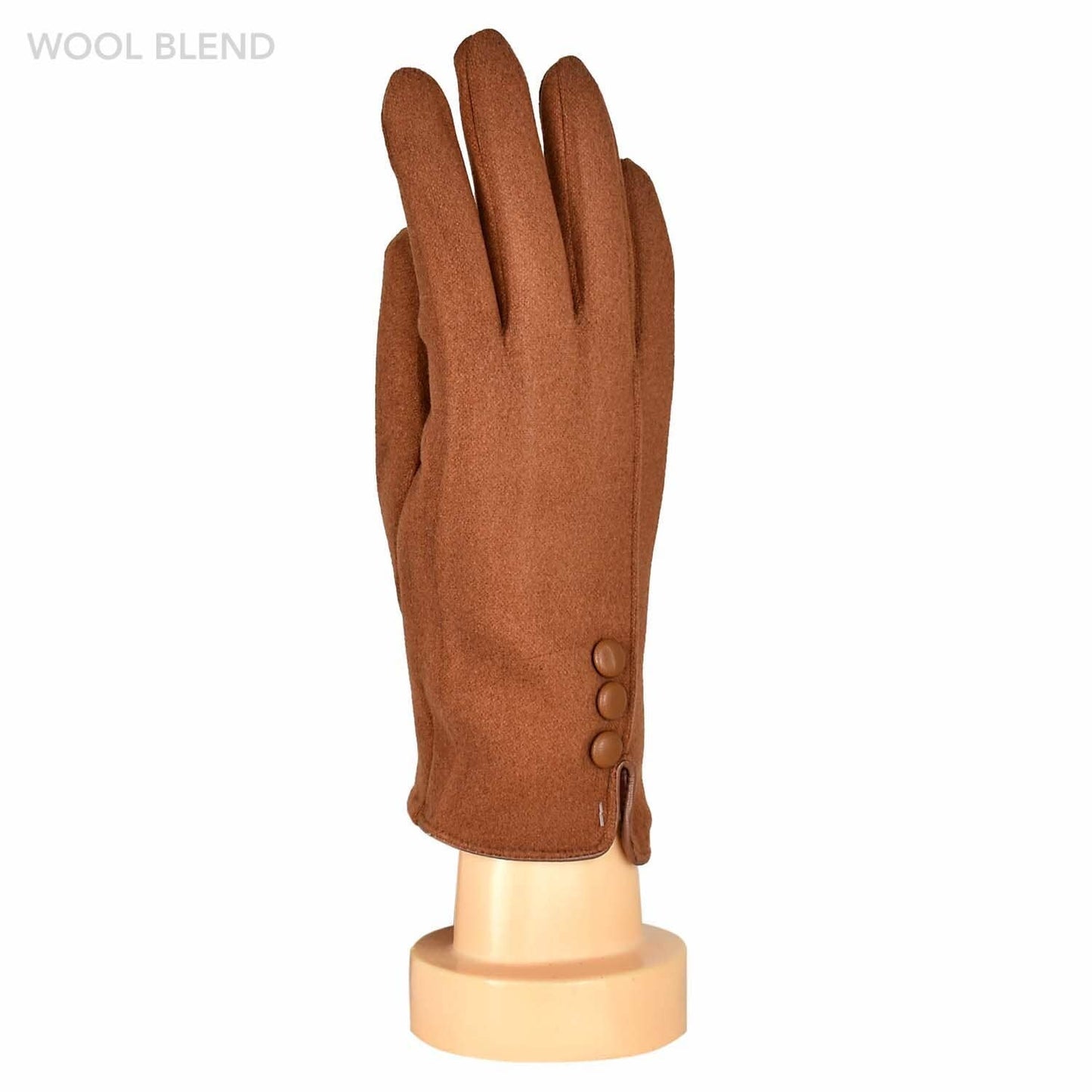 Tan Three Buttons Gloves