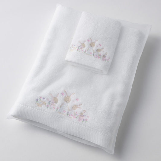 Bunny Garden Bath Towel & Face Washer