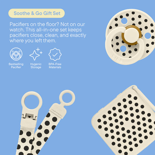 BIBS Gift Set, Soothe & Go - Polka Ivory/Black