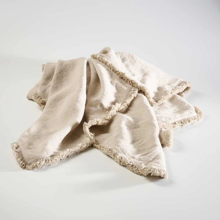 Luca Boho Linen Throw - Natural