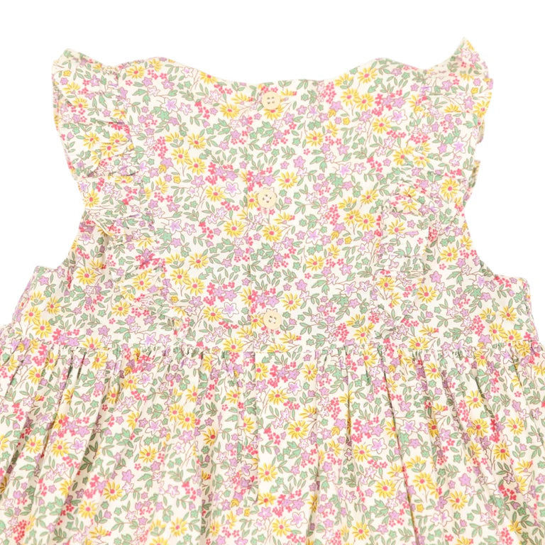 Korango Frill Smocked Dress Yellow Floral
