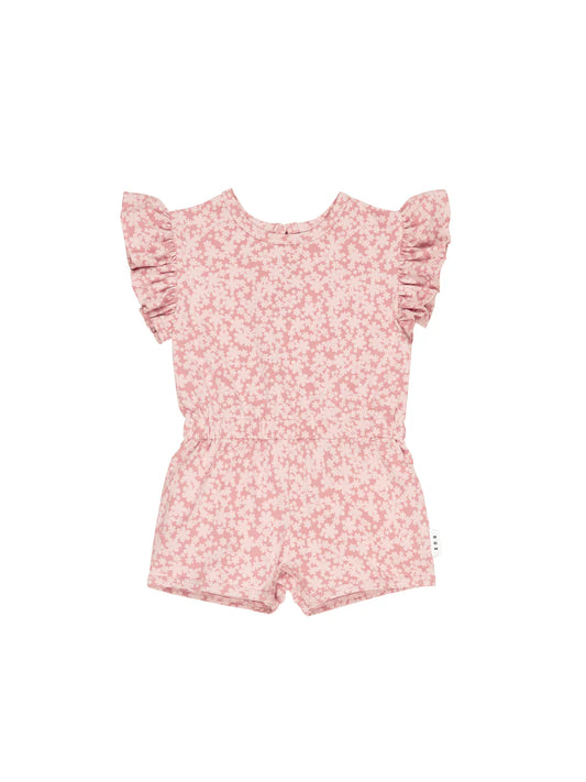 Huxbaby Smile Floral Frill Playsuit | Dusty Rose