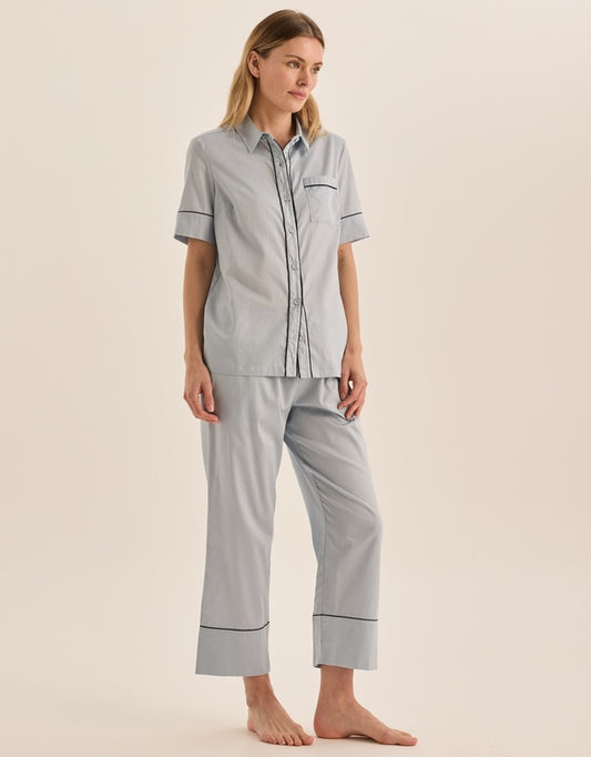 Molly Double Piping PJ Set | Pale Blue