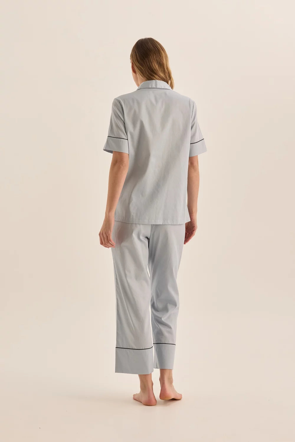 Molly Double Piping PJ Set | Pale Blue
