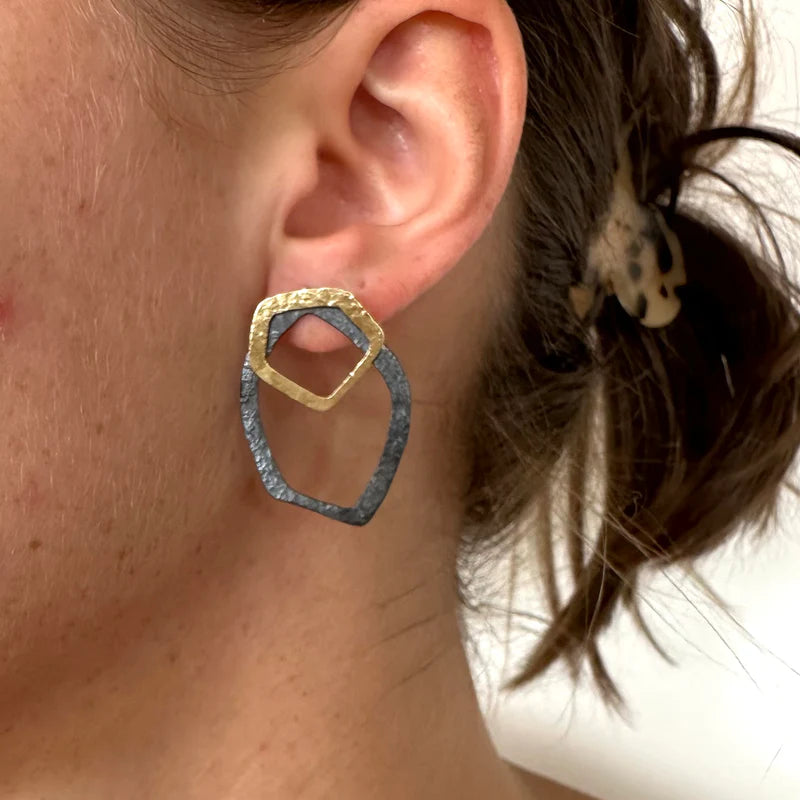Geo Double Earring - Copper & Brass