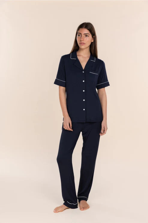 Gingerlilly Jenna Bamboo Long PJ Set - Navy