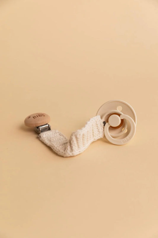 Bibs Knitted Pacifier Clip - Ivory