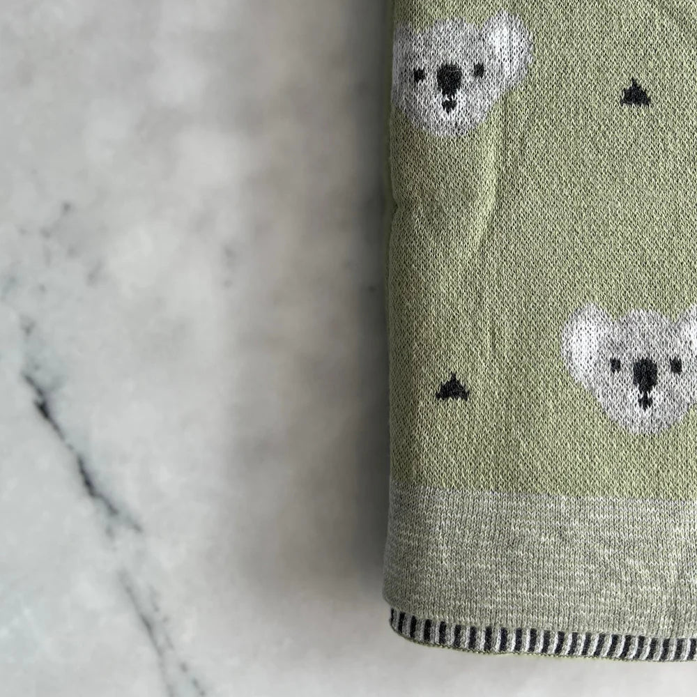 Green Koala Baby Blanket