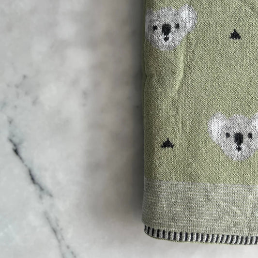 Green Koala Baby Blanket