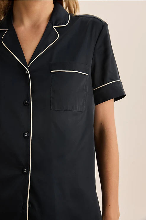 Gingerlilly Sonia Satin Short PJ Set - Navy