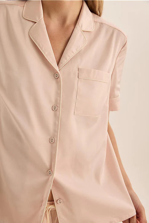 Gingerlilly Sonia Satin Short PJ Set - Pink