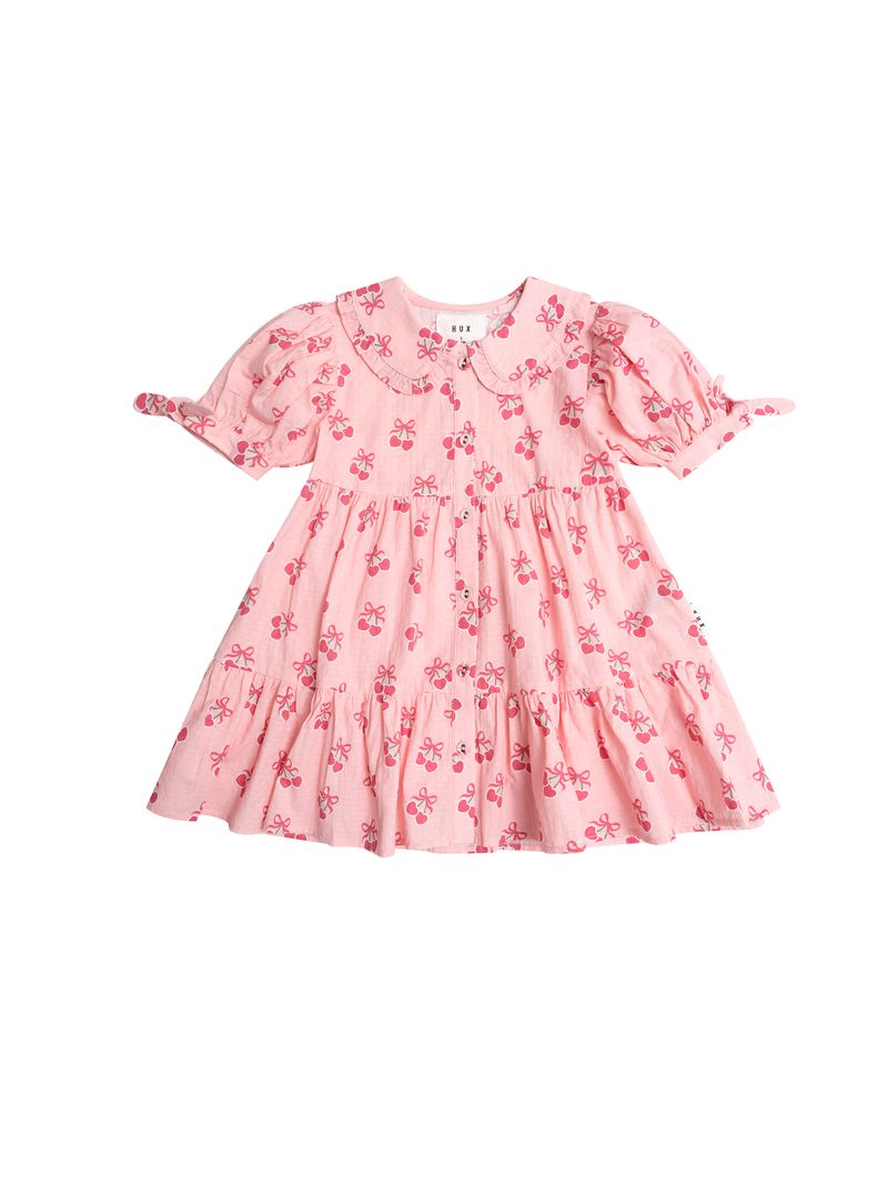 Huxbaby Cherry Pie Tiered Smock Dress - Apricot