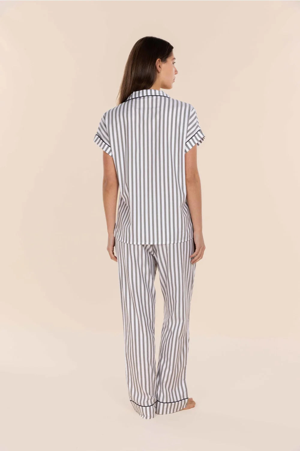 Gingerlilly Winona Cotton Long PJ Set - Olive Stripe