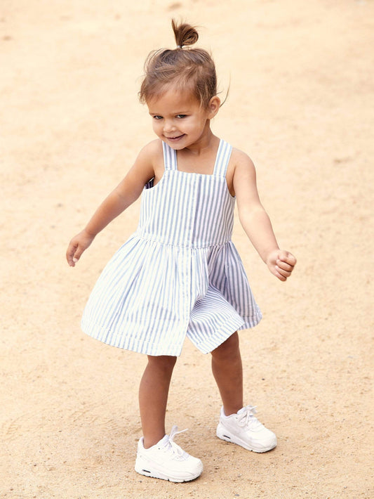 Huxbaby Reversible Dress- Ink & Surf Stripe