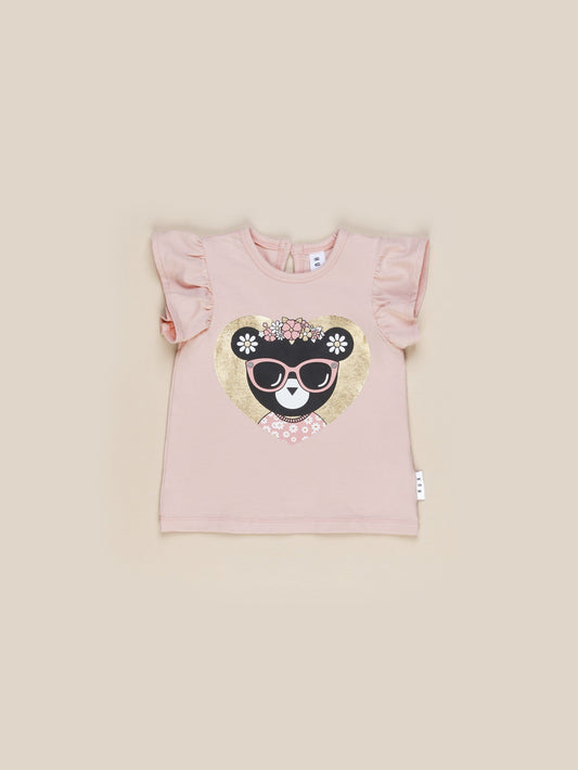 Huxbaby Floral Huxbear Frill T-Shirt- Rose