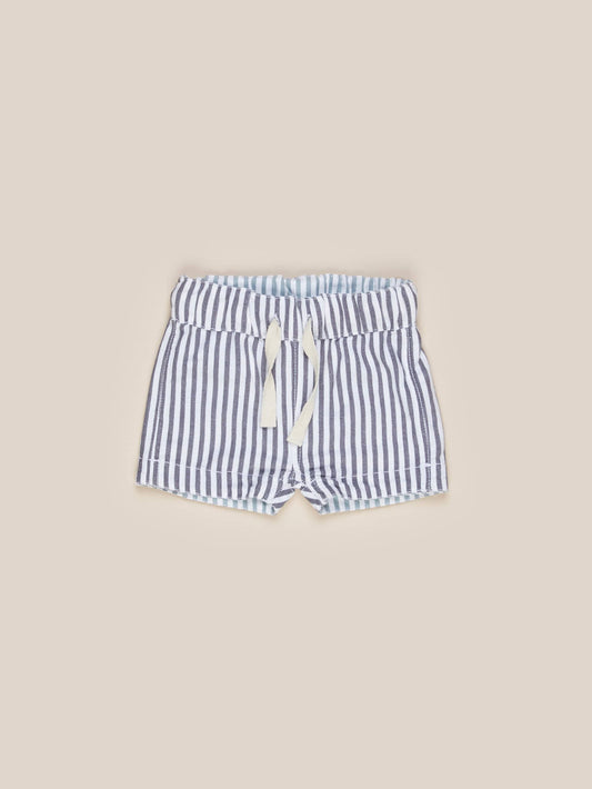 Huxbaby Reversible Chino Short- Ink & Surf Stripe