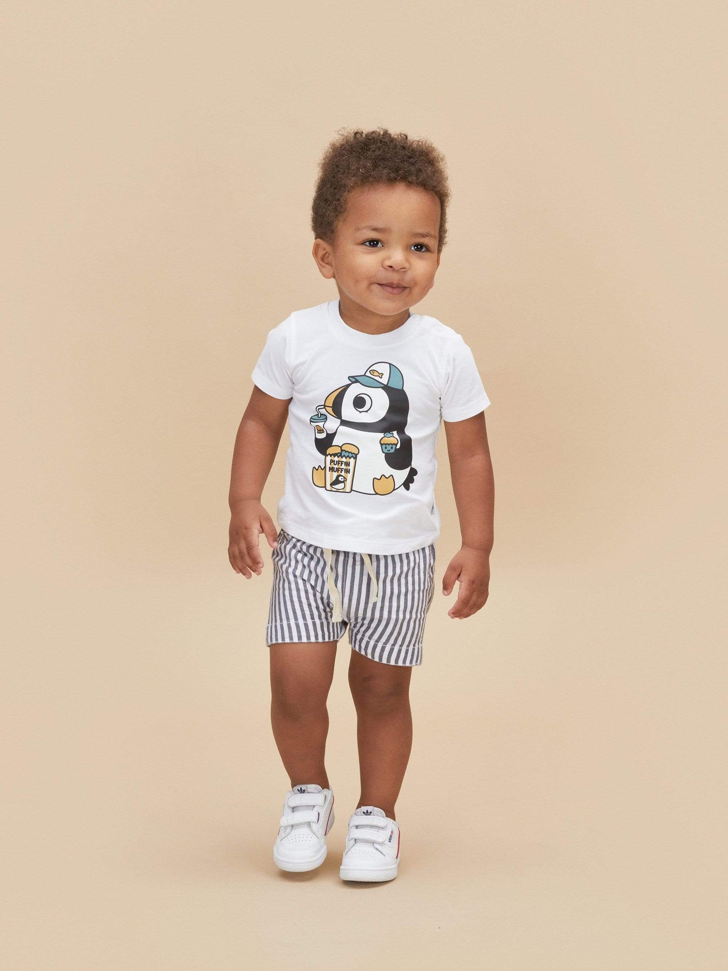 Huxbaby Reversible Chino Short- Ink & Surf Stripe
