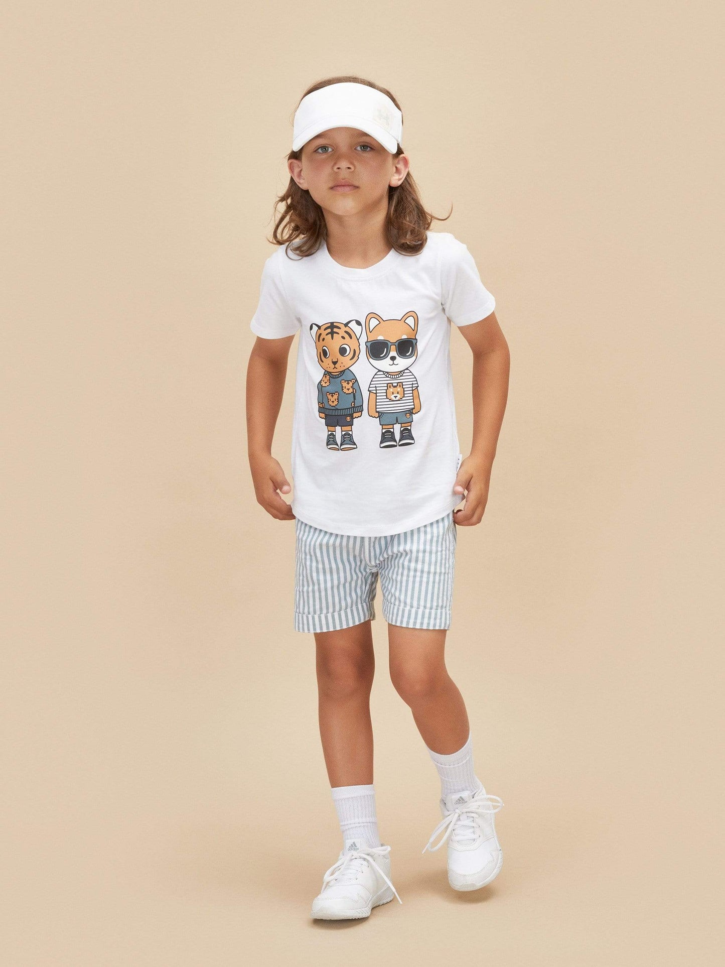Huxbaby Reversible Chino Short- Ink & Surf Stripe